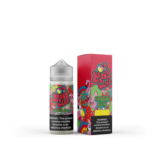 Strawberry Nectar by Beach Club E-Liquid 100mL (Freebase) bottle with packaging