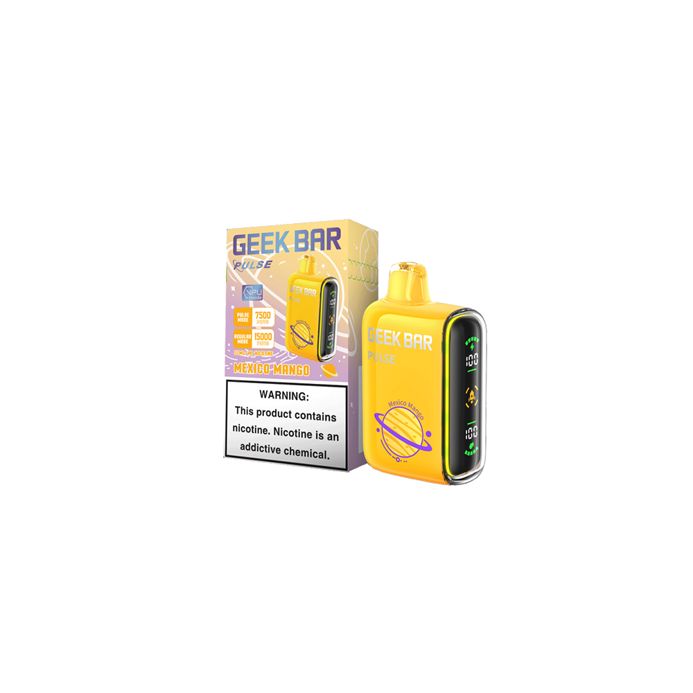 Geek Bar Pulse Disposable 15000 Puffs 16mL 50mg - Mexico Mango with packaging