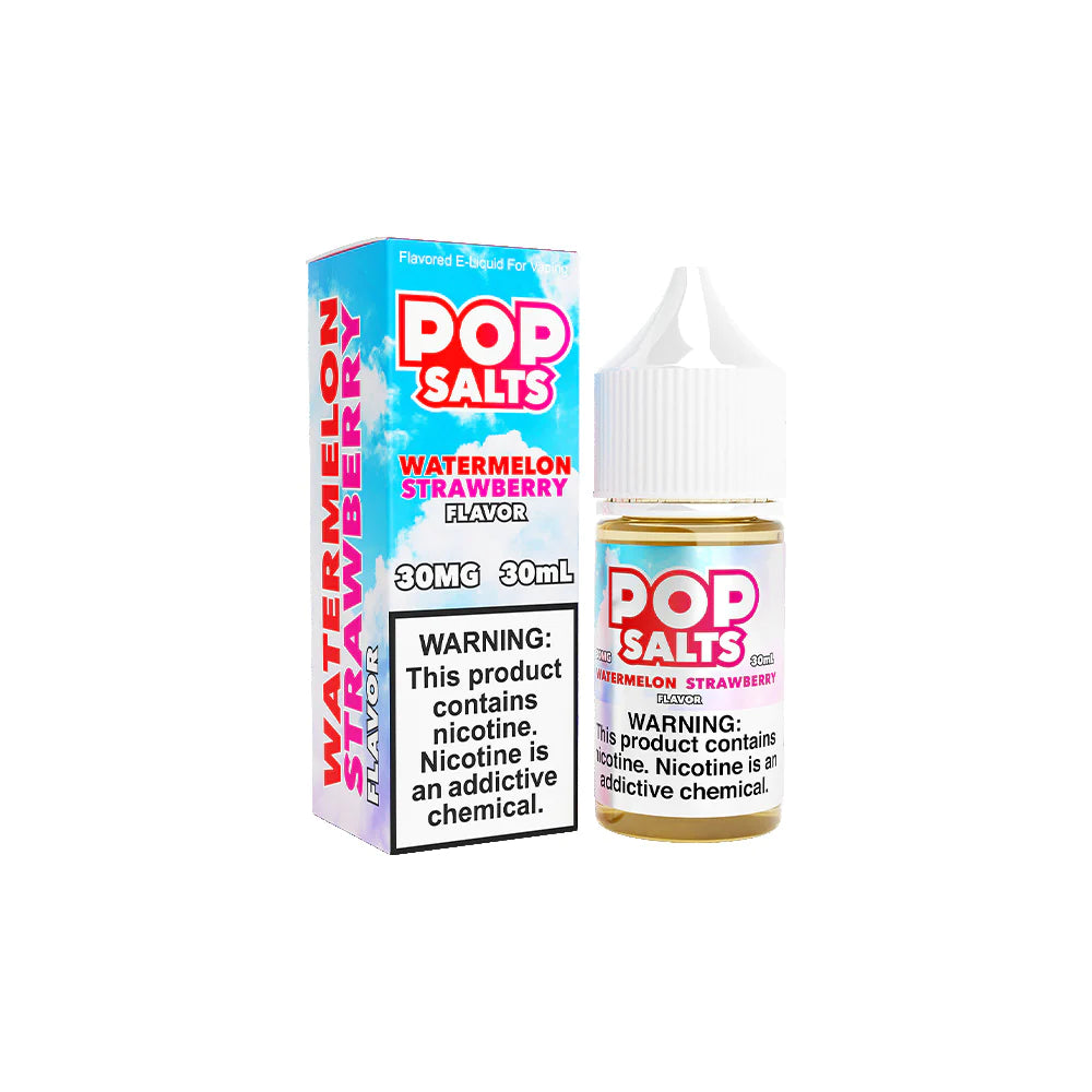 Watermelon Strawberry by Pop Salts E-Liquid 30mL Salt Nic bottle with packaging