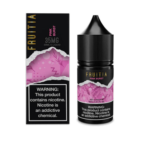 Pink Burst by Fresh Farms FRUITIA Salt Series E-Liquid 30mL (Salt Nic) bottle with packaging