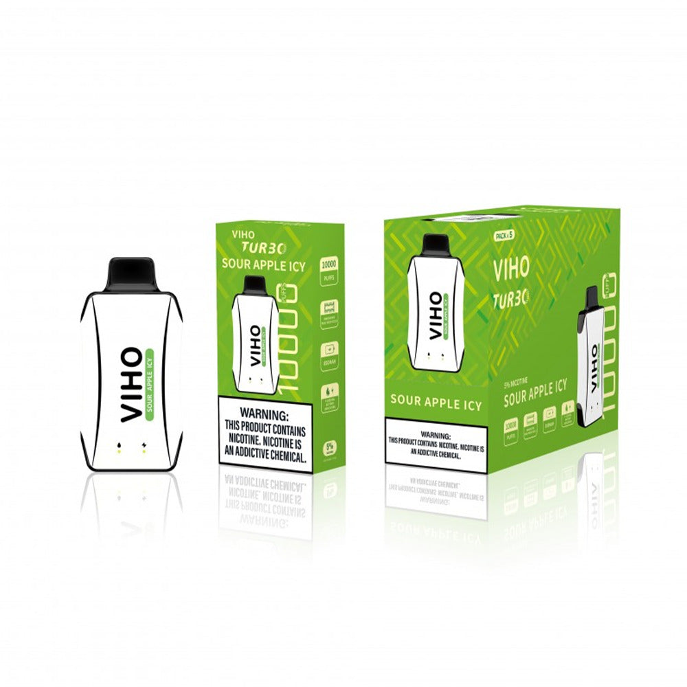 Viho Turbo Disposable 10000 Puffs 17mL 50mg - Sour Apple Icy with packaging