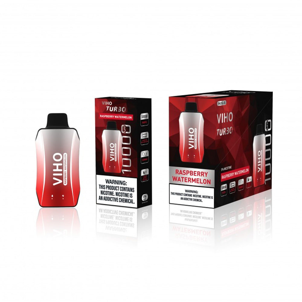 Viho Turbo 10000 Puffs (17mL) 50mg Disposable - Raspberry Watermelon with packaging