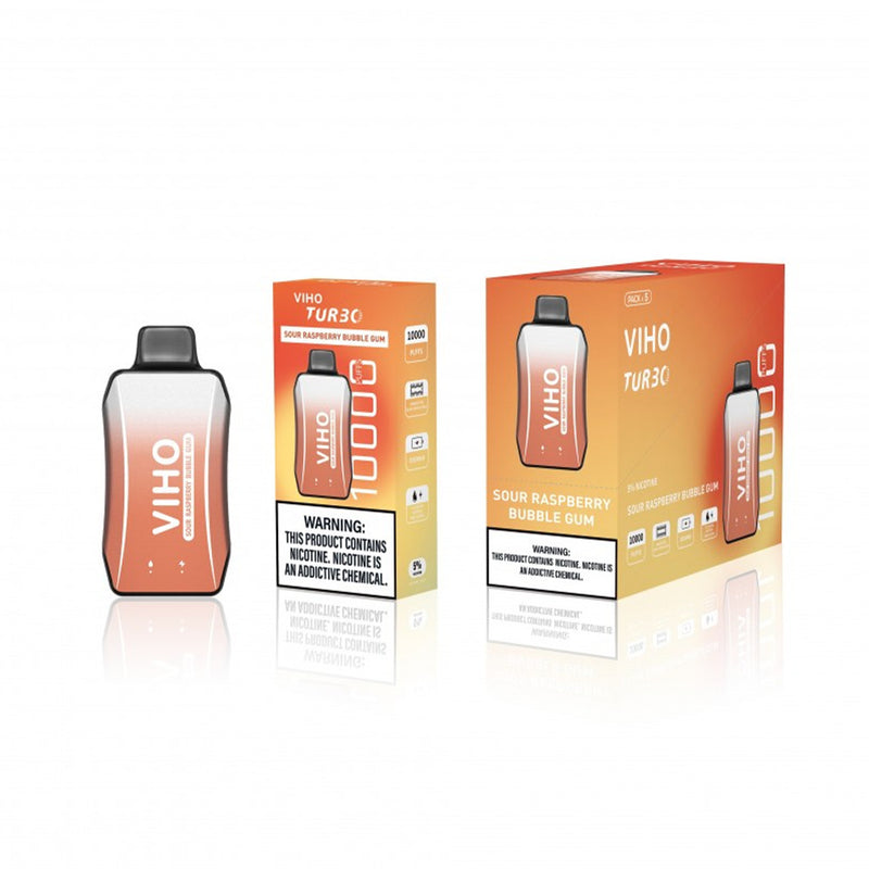 Viho Turbo Disposable | 10000 Puffs | 17mL | 50mg | Satin Edition Sour Raspberry Bubble Gum with packaging