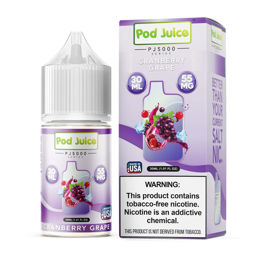 Cranberry Grape by Pod Juice TFN PJ5000 Salt Series E-Liquid 30mL bottle with packaging