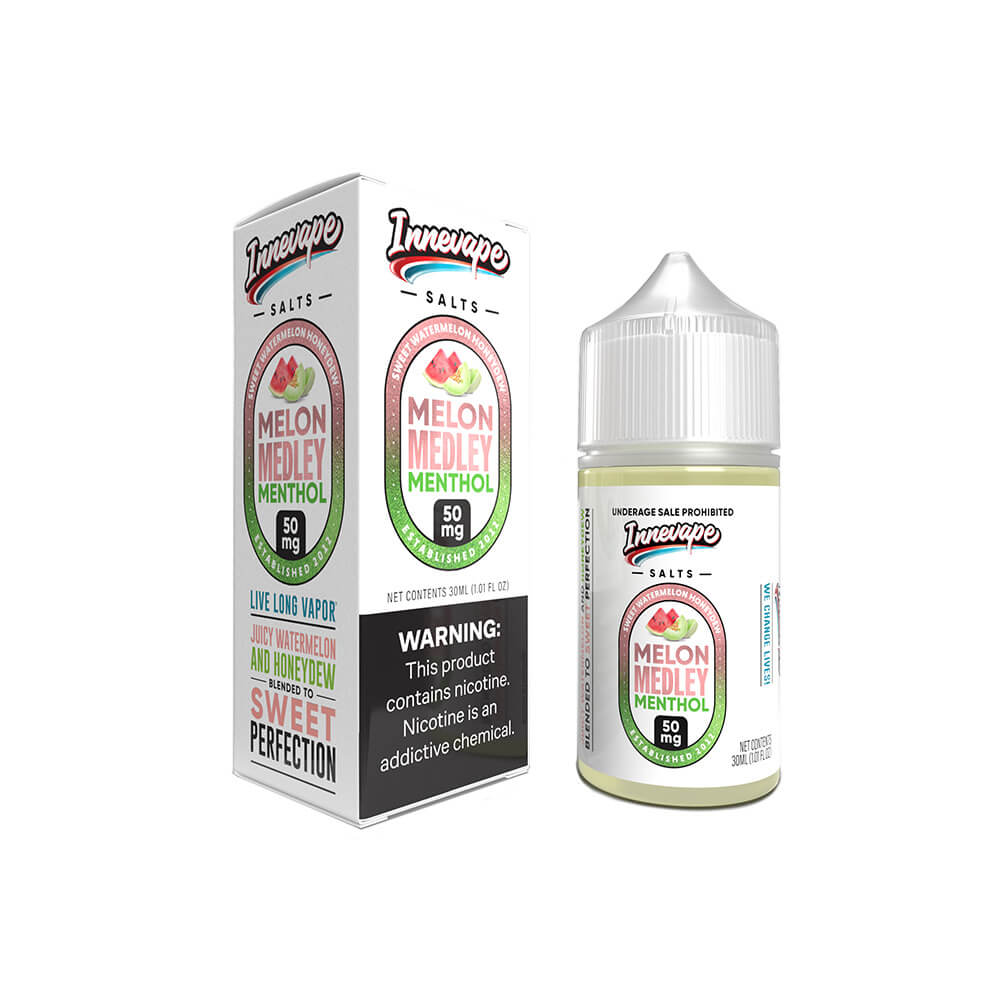 Innevape Salt Series E-Liquid | 30mL | 50mg | Salt Nic | Melon Medley Menthol with Packaging