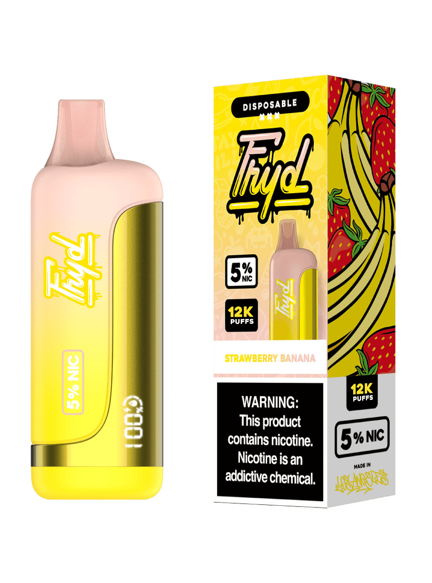 FRYD Disposable 12,0000 Puffs (17mL) 50mg Strawberry Banana with packaging