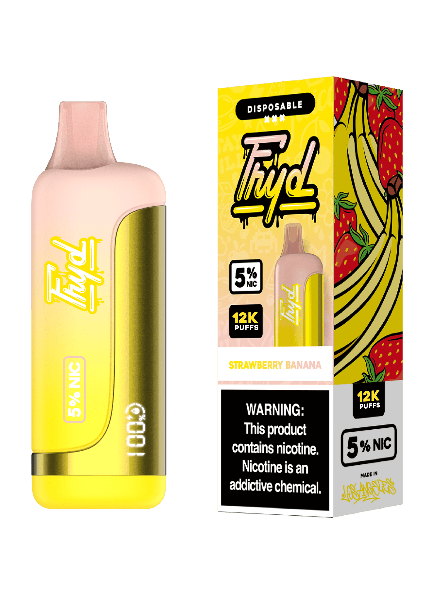 FRYD Disposable | 12000 Puffs | 17mL | 50mg | Strawberry Banana with packaging