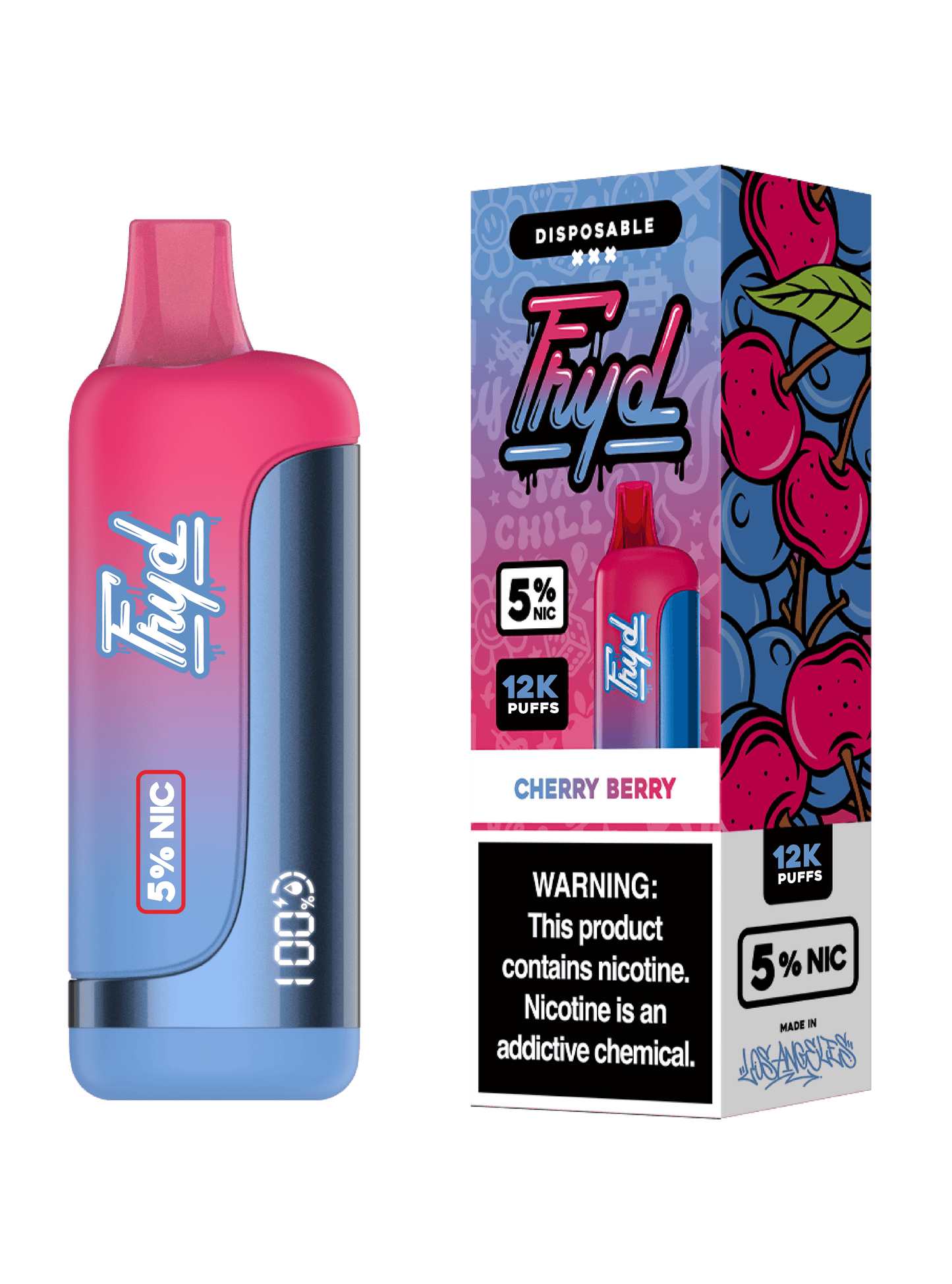 FRYD Disposable 12,0000 Puffs (17mL) 50mg Cherry Berry with packaging