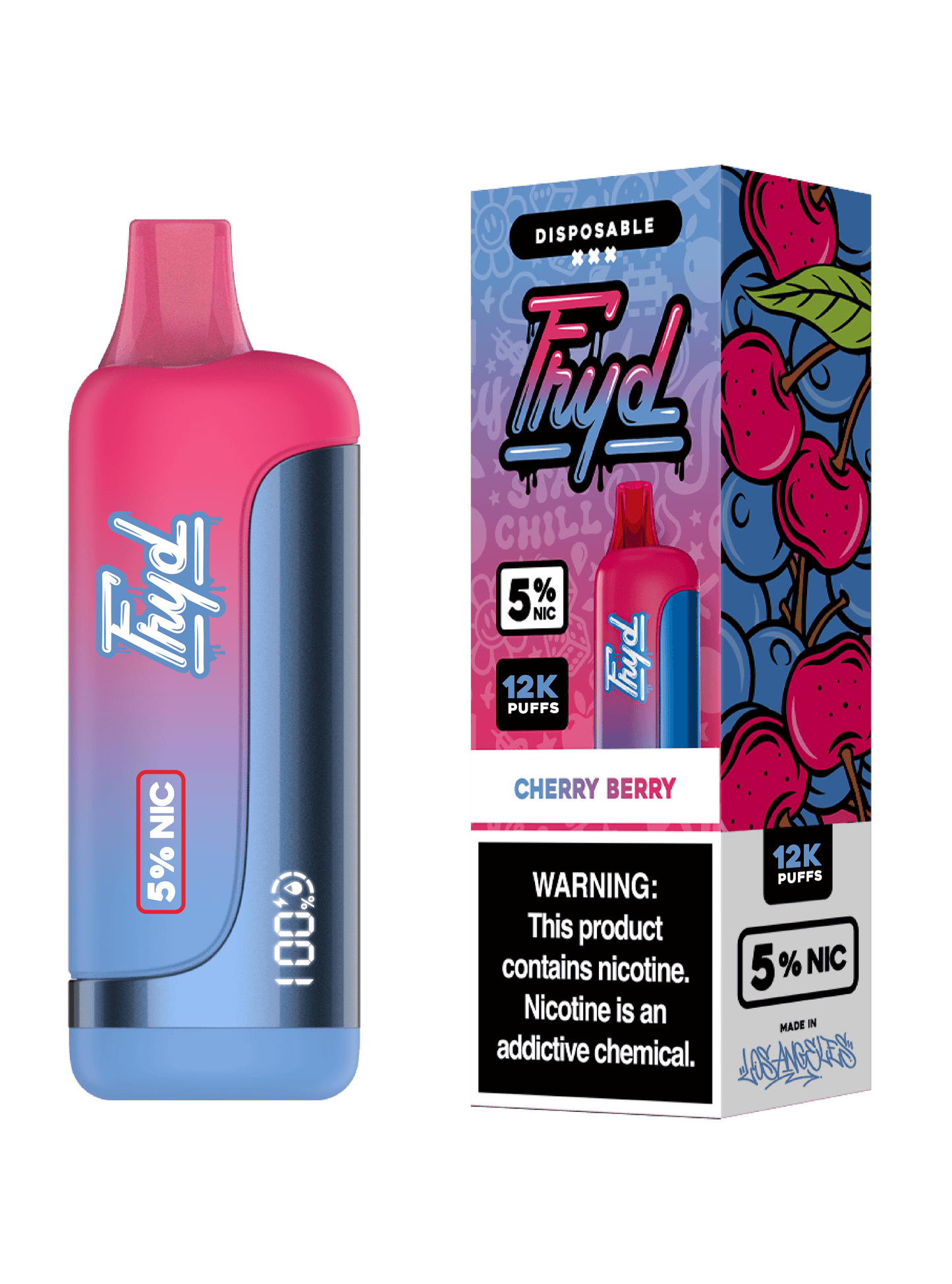 FRYD Disposable | 12000 Puffs | 17mL | 50mg | Cherry Berry with packaging