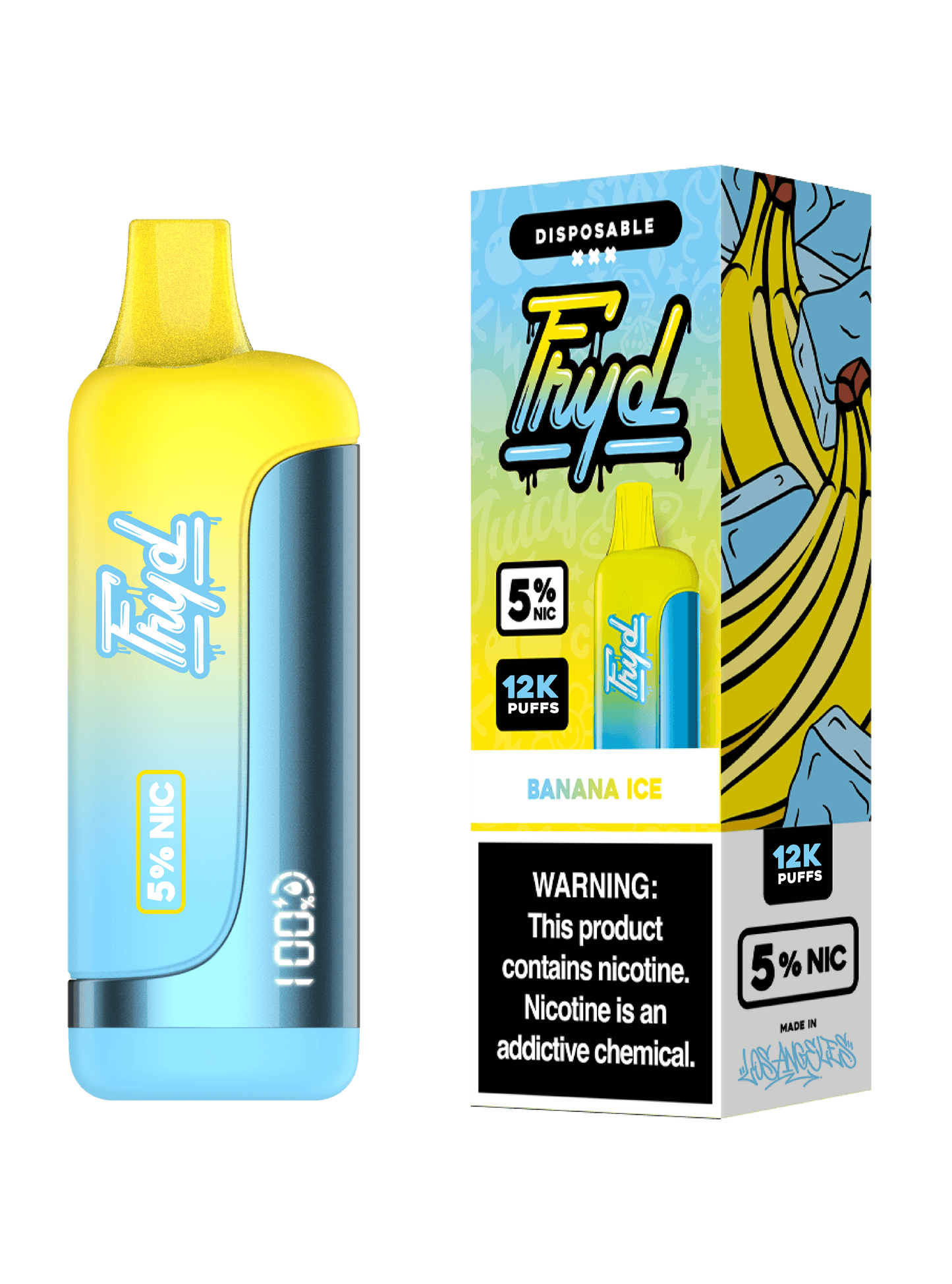 FRYD Disposable | 12000 Puffs | 17mL | 50mg | Banana Ice with packaging
