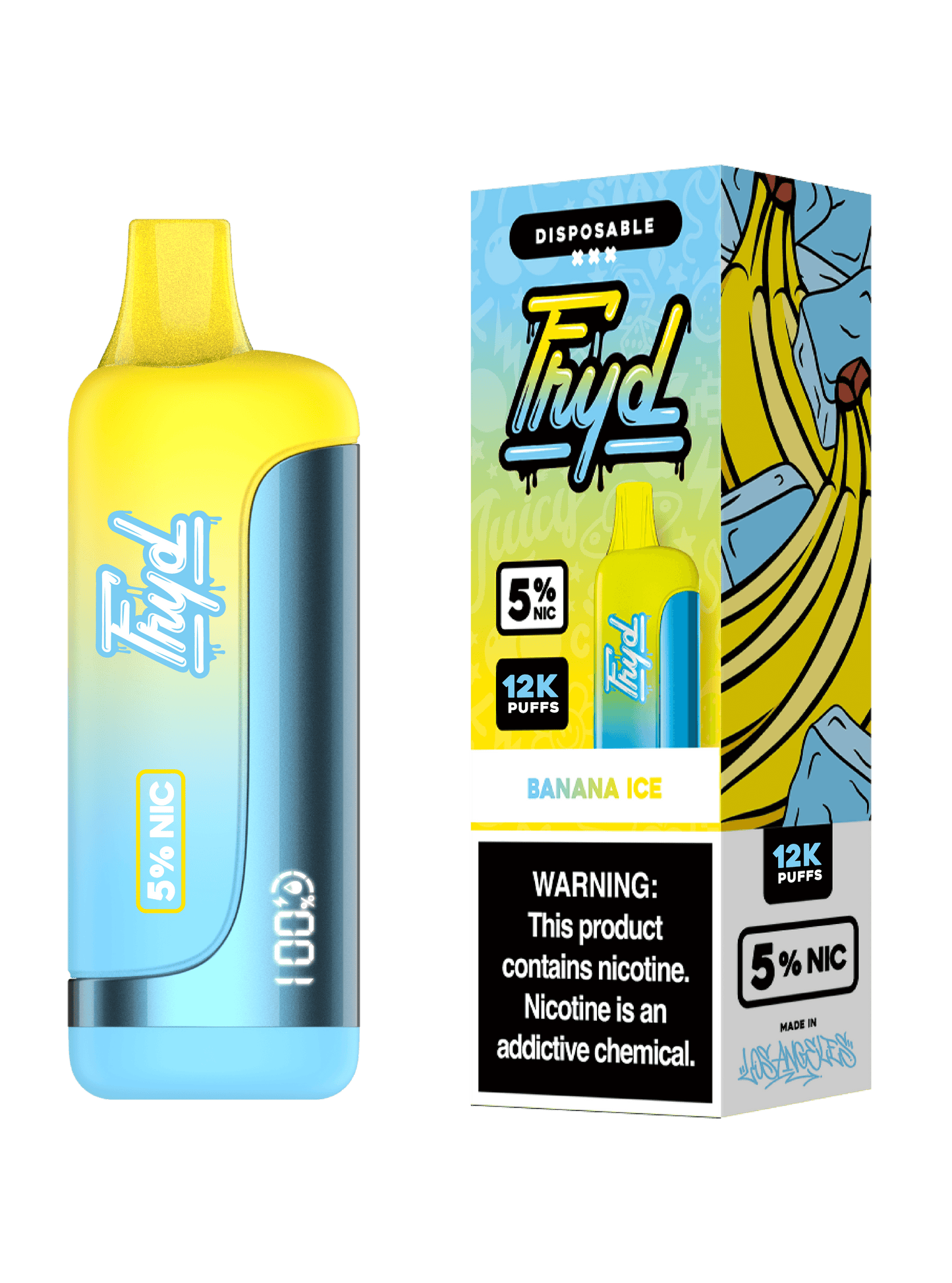 FRYD Disposable 12,0000 Puffs (17mL) 50mg Banana Ice with packaging