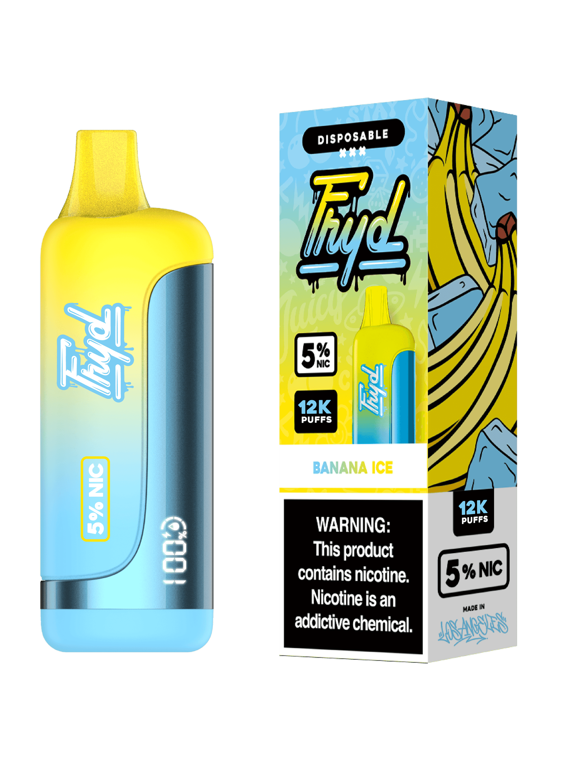 FRYD Disposable 12,0000 Puffs (17mL) 50mg Banana Ice with packaging