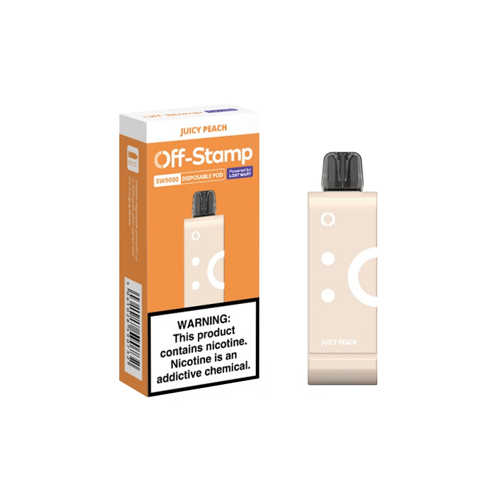 Off Stamp Pod Disposable | 9000 Puffs | 13mL | 50mg | (Pod Disposable Only) | Juicy Peach with packaging