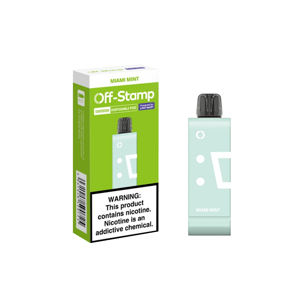 Off Stamp Pod Disposable | 9000 Puffs | 13mL | 50mg | (Pod Disposable Only) | Miami Mint with packaging