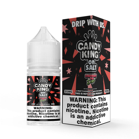 Strawberry Pop Drops by Candy King Salt Series E-Liquid 30mL (Salt Nic) 35mg bottle with packaging