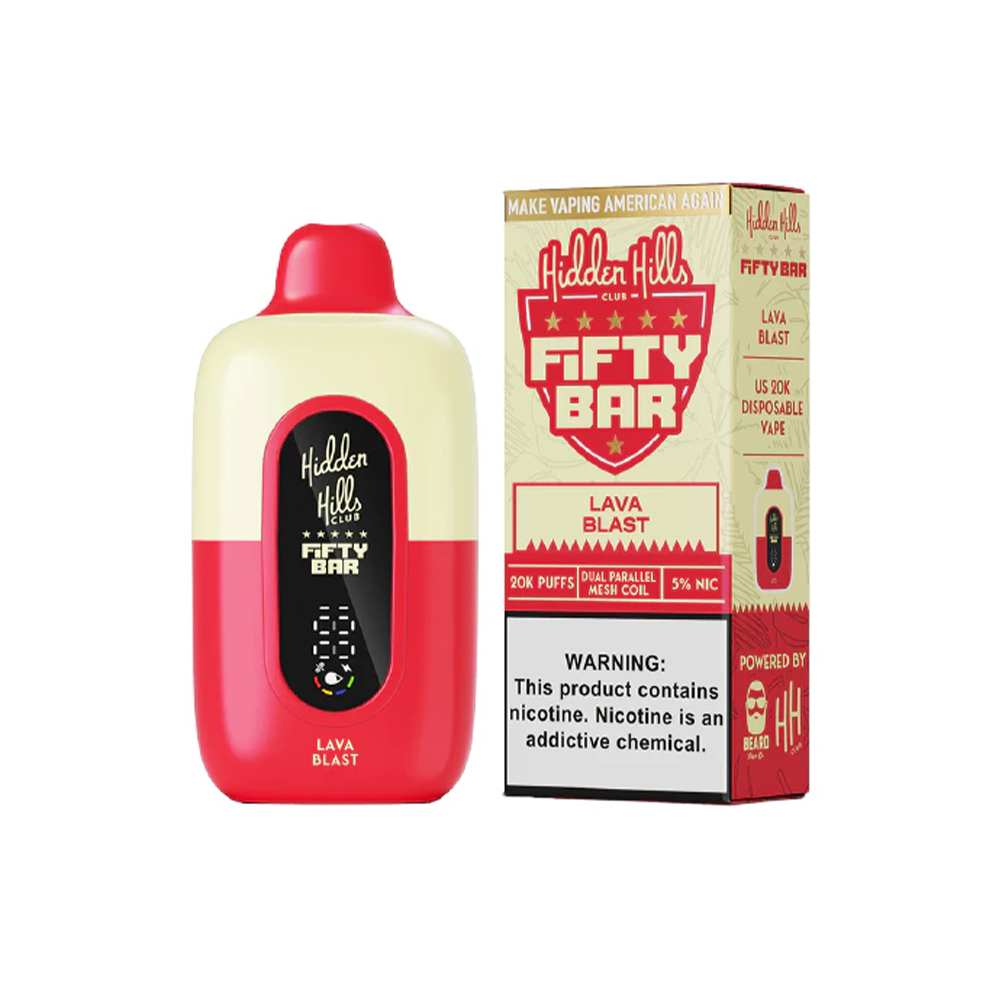 Fifty Bar 20K Hidden Hills Disposable 20000 Puffs 18mL 50mg - Lava blast with packaging
