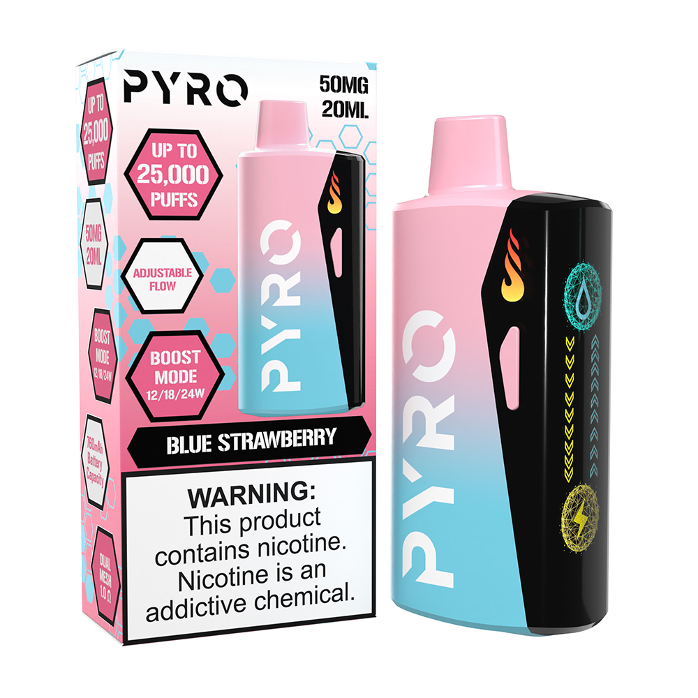 Pyro Boost Disposable | 25000 Puffs | 20mL | 50mg | BLUE STRAWBERRY WITH PACKAGING