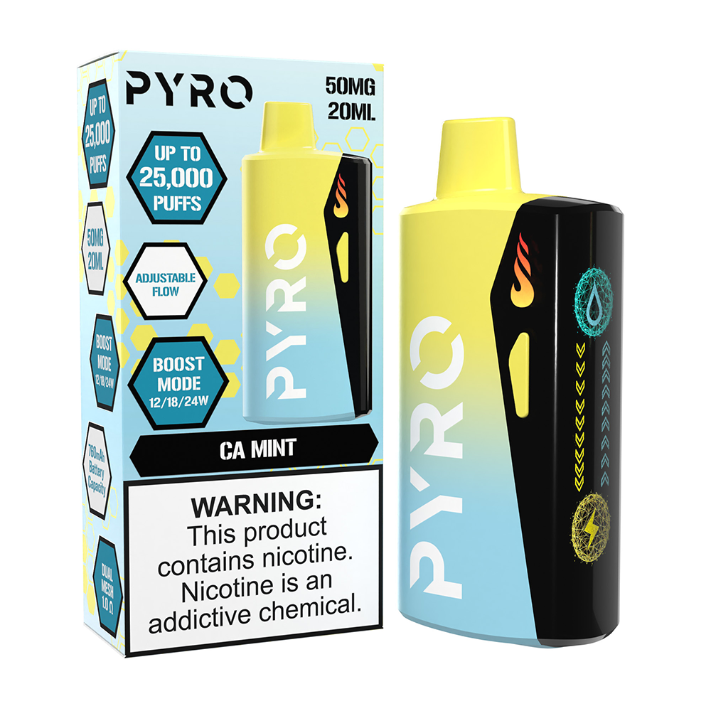 Pyro Boost Disposable | 25000 Puffs | 20mL | 50mg | CA MINT WITH PACKAGING
