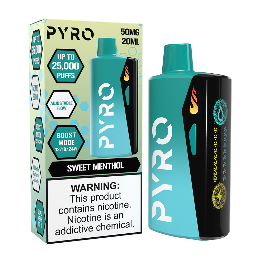 Pyro Boost Disposable | 25000 Puffs | 20mL | 50mg | SWEET MENTHOL WITH PACAKGING