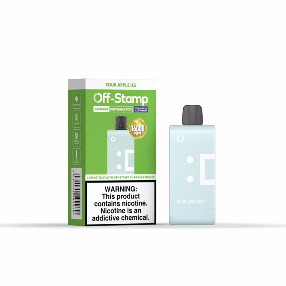 Off Stamp SW16000 Disposable | 16000 Puffs | 17mL | 50mg | (Pod Disposable Only) | sour apple ice with packaging