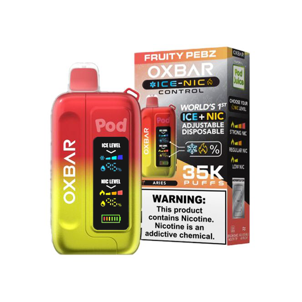 Oxbar Ice-Nic Control Pod Juice Edition Disposable | 35000 Puffs | 14mL | 50mg | fruity pebz with packaging
