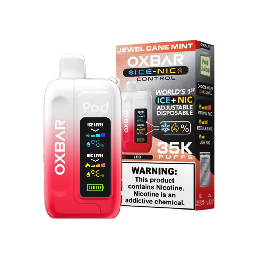 Oxbar Ice-Nic Control Pod Juice Edition Disposable | 35000 Puffs | 14mL | 50mg | jewel cane mint with packaging