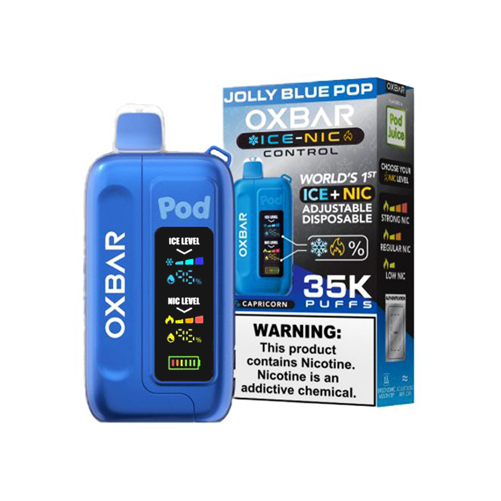 Oxbar Ice-Nic Control Pod Juice Edition Disposable | 35000 Puffs | 14mL | 50mg | jolly blue pop with packaging