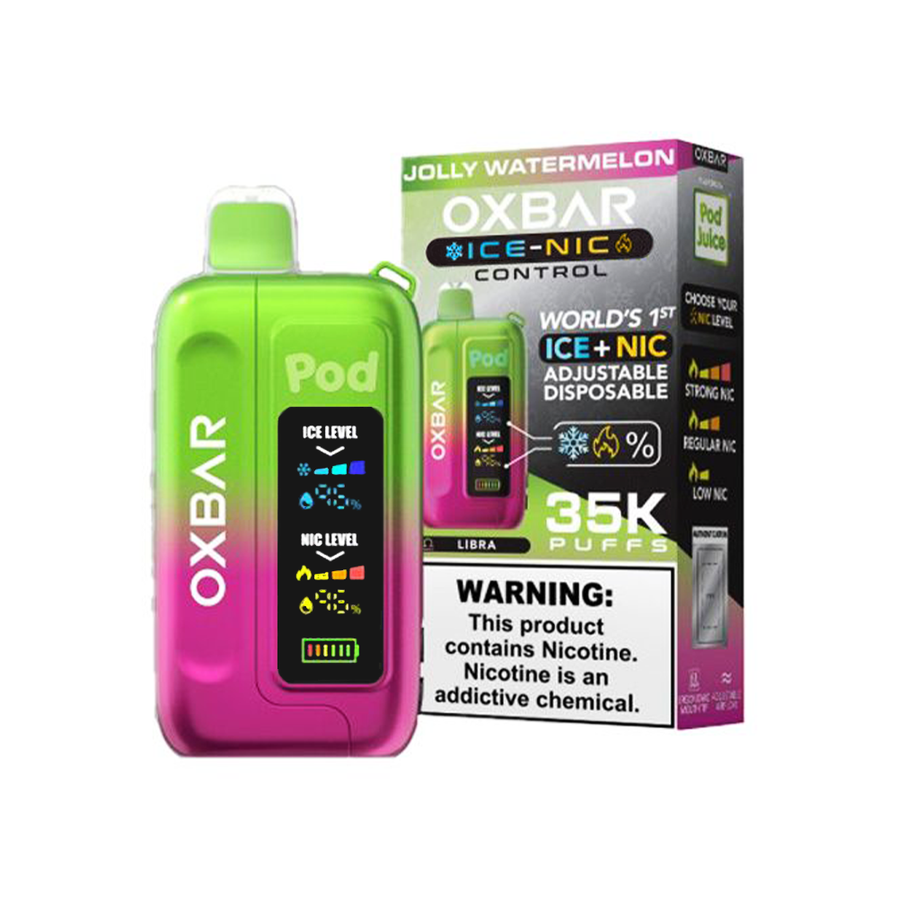 Oxbar Ice-Nic Control Pod Juice Edition Disposable | 35000 Puffs | 14mL | 50mg | jolly watermelon with packaging
