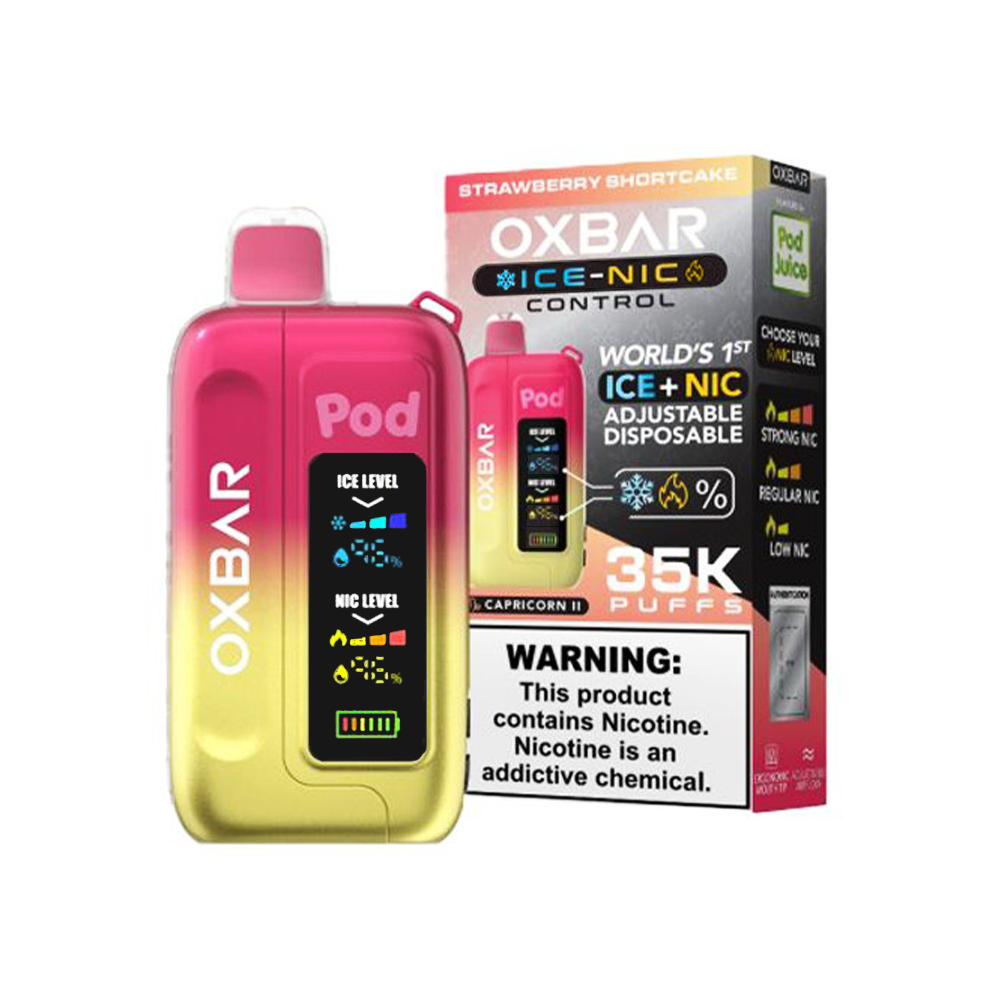 Oxbar Ice-Nic Control Pod Juice Edition Disposable | 35000 Puffs | 14mL | 50mg | strawberry short cake with packaging