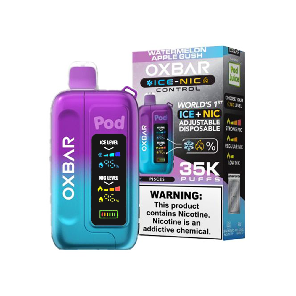 Oxbar Ice-Nic Control Pod Juice Edition Disposable | 35000 Puffs | 14mL | 50mg | watermelon apple gush with packaging