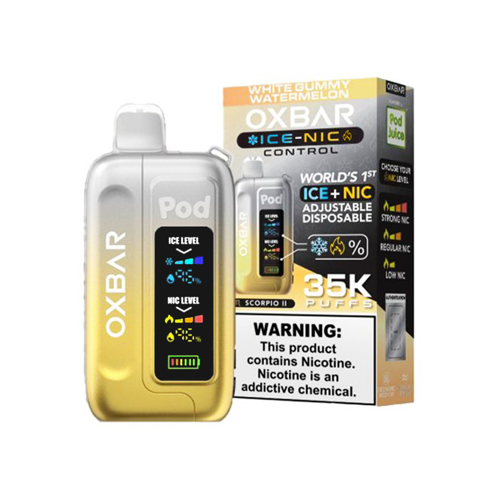 Oxbar Ice-Nic Control Pod Juice Edition Disposable | 35000 Puffs | 14mL | 50mg | white gummy watermelon with packaging