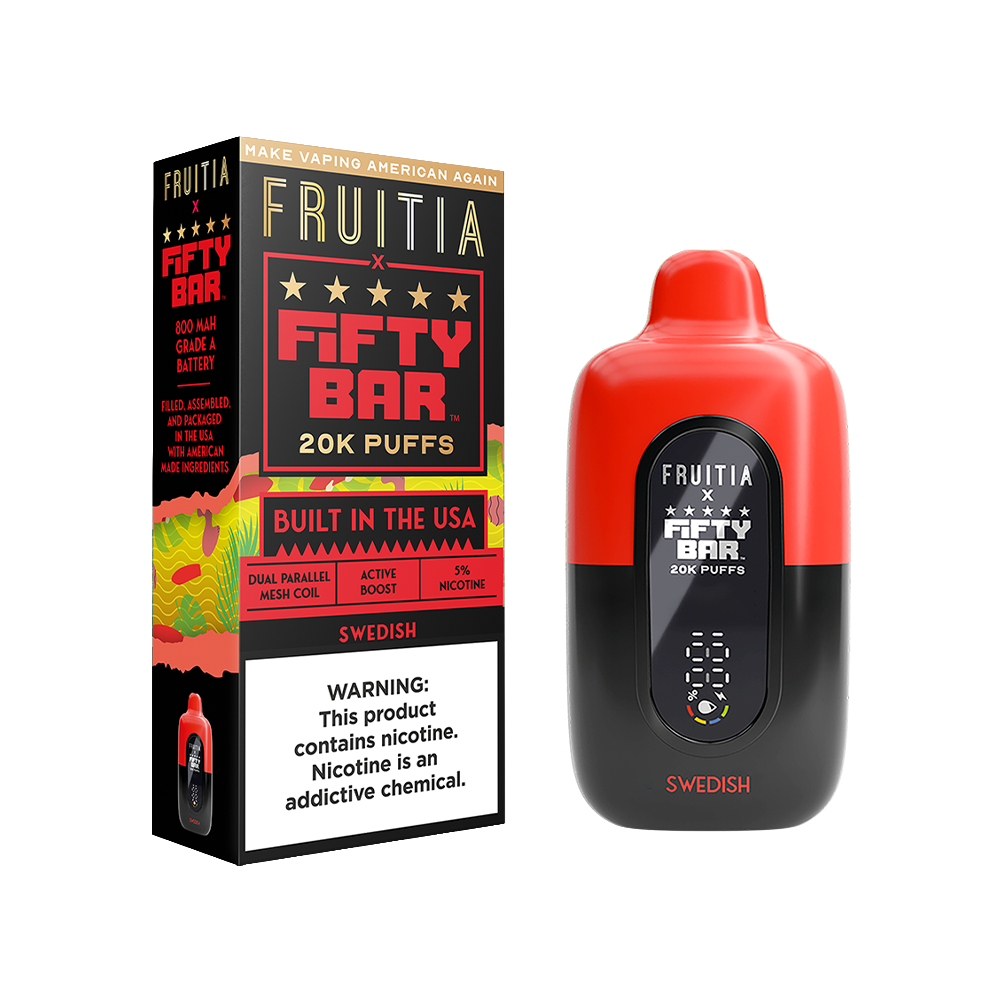 Fifty Bar Fruitia Disposable | 20000 Puffs | 16mL | 50mg | swedish with packaging