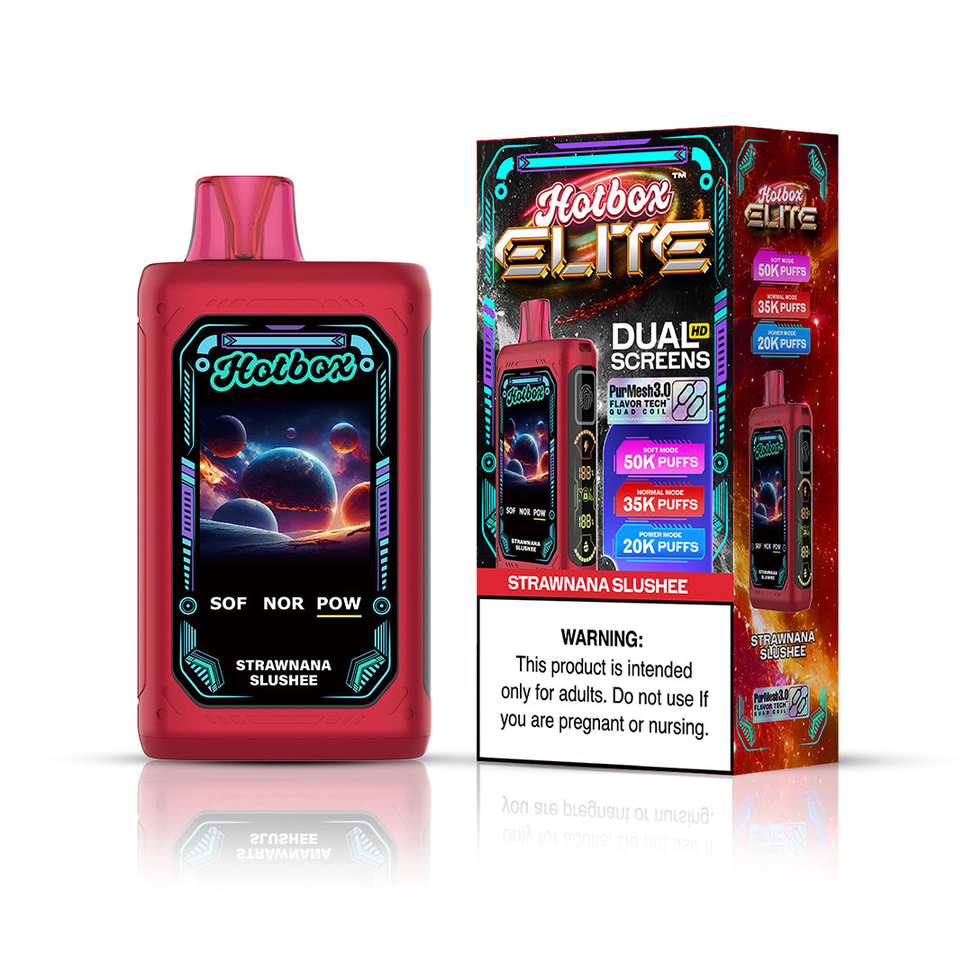 Puff Labs Hotbox Elite Disposable | 50000 Puffs | 30mL | 50mg | Strawnana Slushee with packaging
