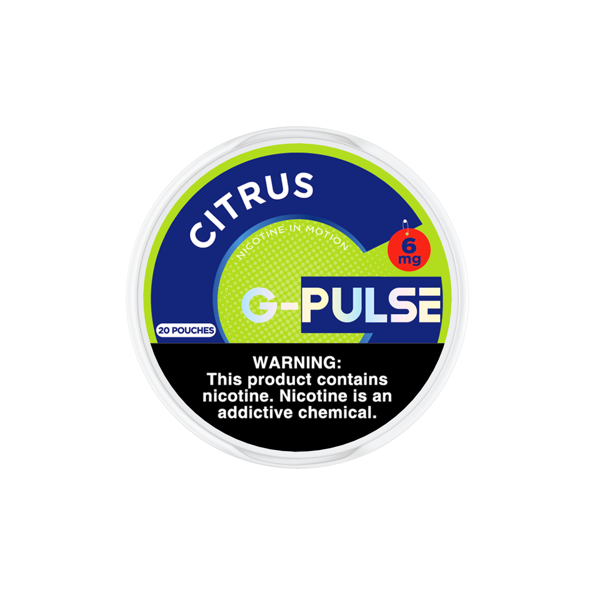 G Pulse Nicotine Pouches | 20ct Can | 6mg | 5pc Display | citrus