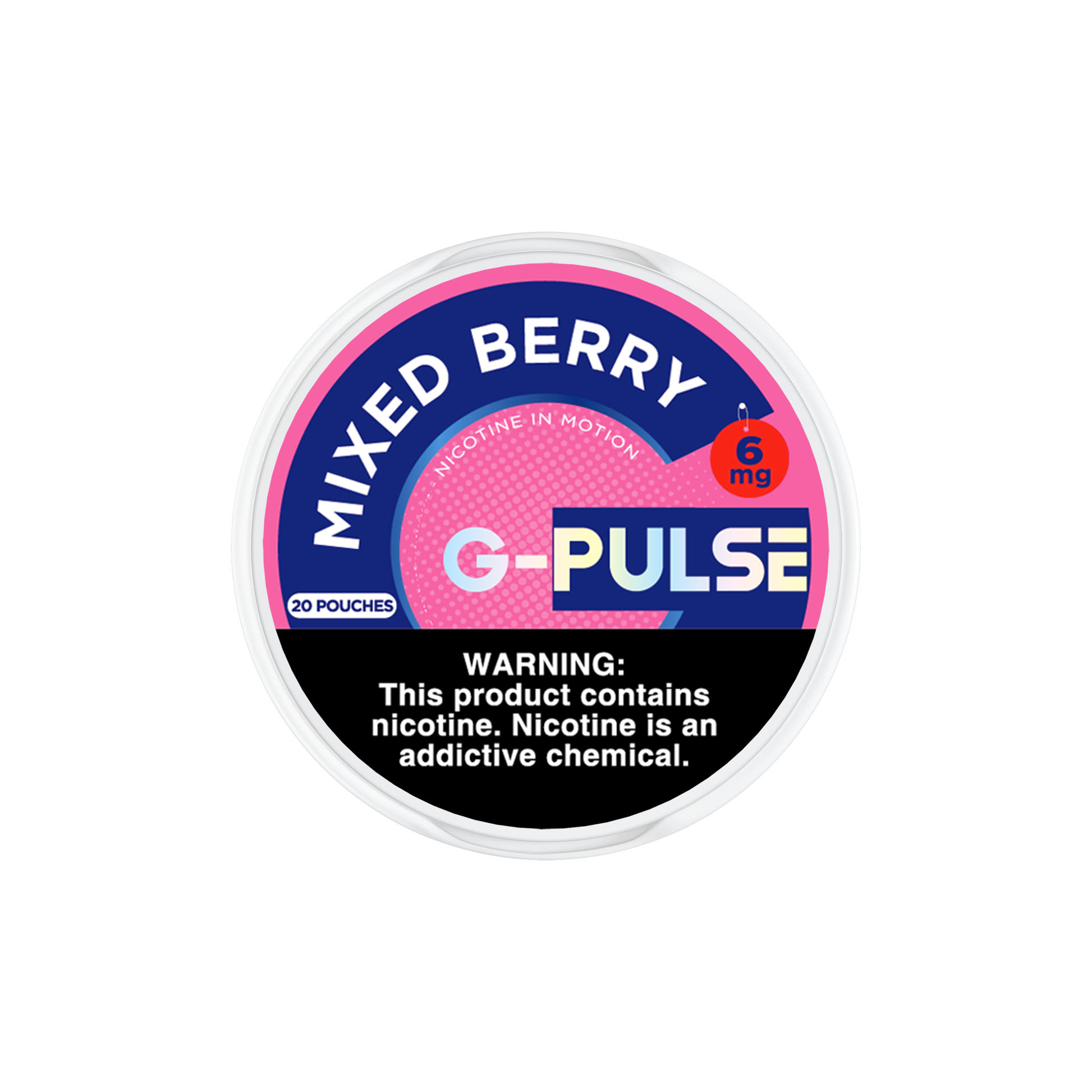 G Pulse Nicotine Pouches | 20ct Can | 6mg | 5pc Display | mixed berry