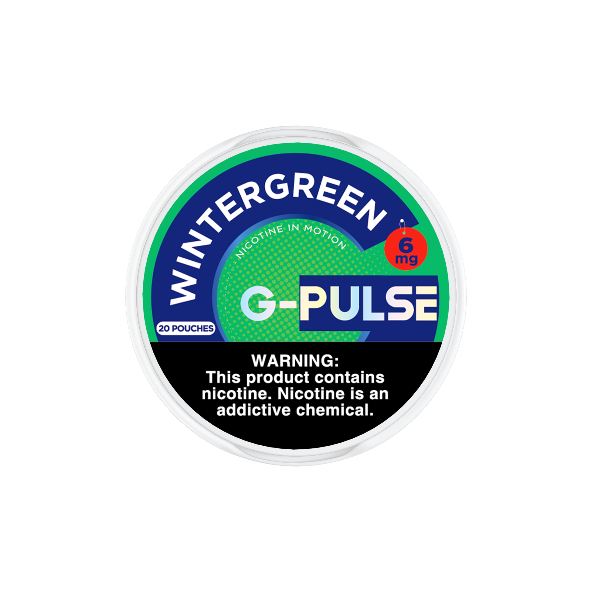 G Pulse Nicotine Pouches | 20ct Can | 6mg | 5pc Display | wintergreen