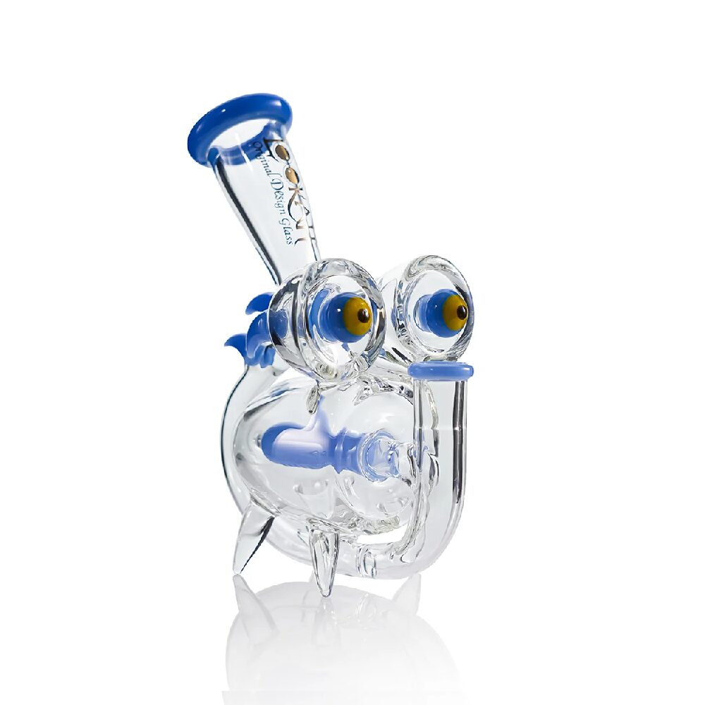 Lookah (Dab Rig) 8″ Mini Percolator WALL-E Glass Water Pipe (WPC2029) - blue