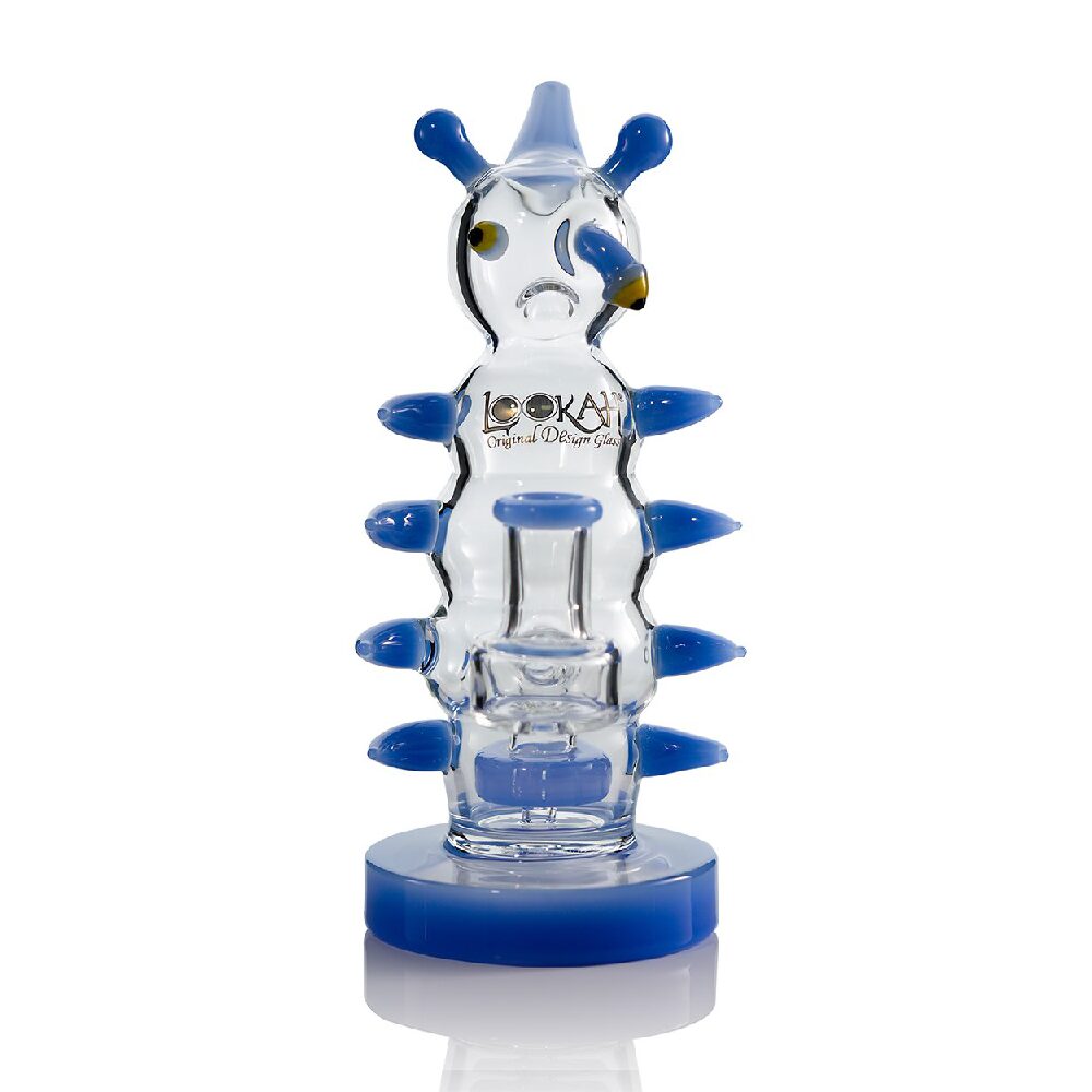 Lookah (Dab Rig) 8” Mini Cool Grumpy Caterpillar Water Pipe (WPC2030) - blue