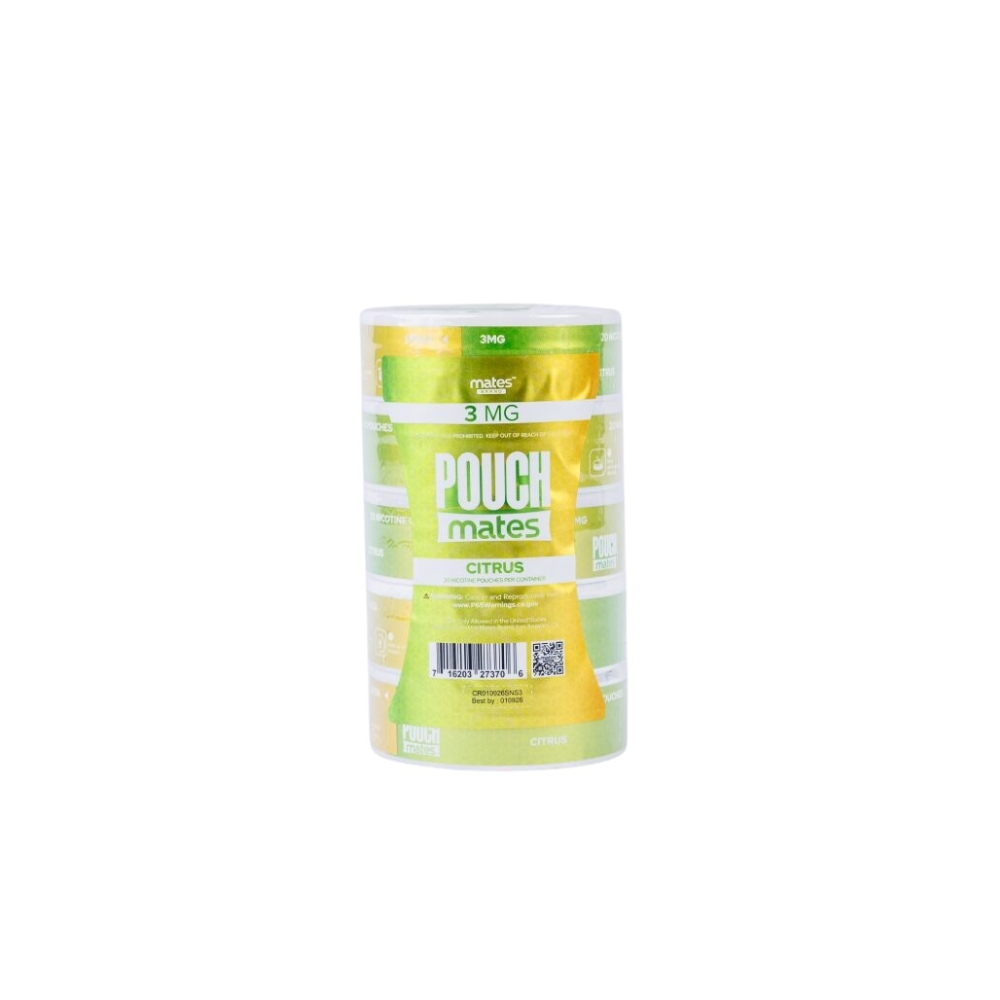 PouchMates (DSPLY 5pc)(Nic Pouch)(20ct Can) - Citrus 3mg