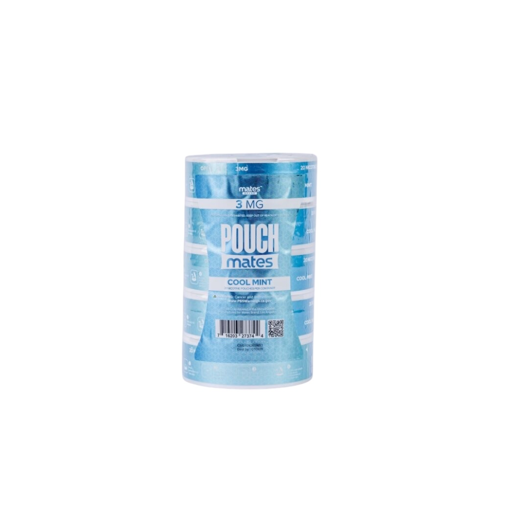 PouchMates (DSPLY 5pc)(Nic Pouch)(20ct Can) - Cool Mint 3mg