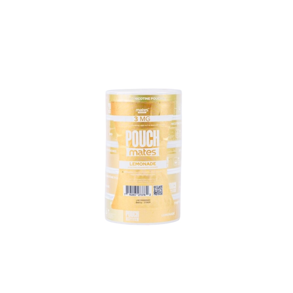PouchMates (DSPLY 5pc)(Nic Pouch)(20ct Can) - Lemonade 3mg