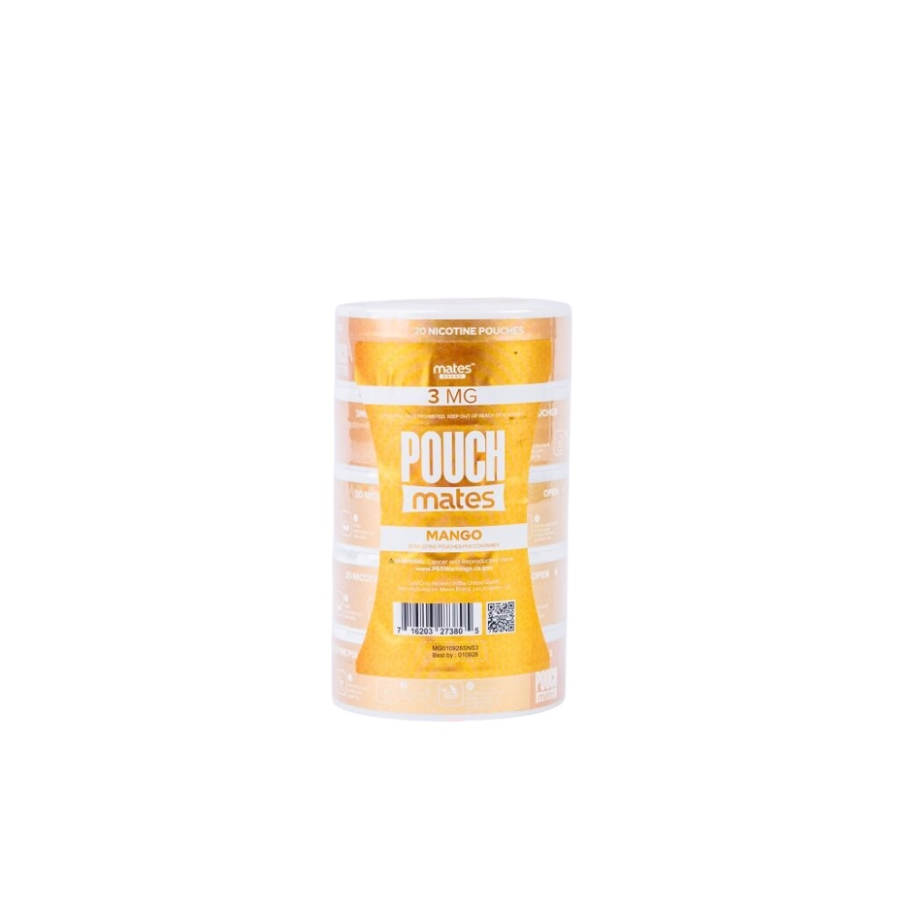 PouchMates (DSPLY 5pc)(Nic Pouch)(20ct Can) - Mango 3mg