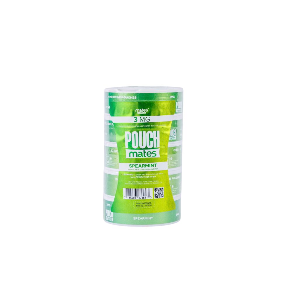 PouchMates (DSPLY 5pc)(Nic Pouch)(20ct Can) - Spearmint 3mg