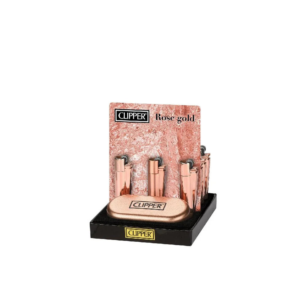 Clipper (DSPLY 12pc)(Lighter) CMP11 Metal Flint | Rose Gold