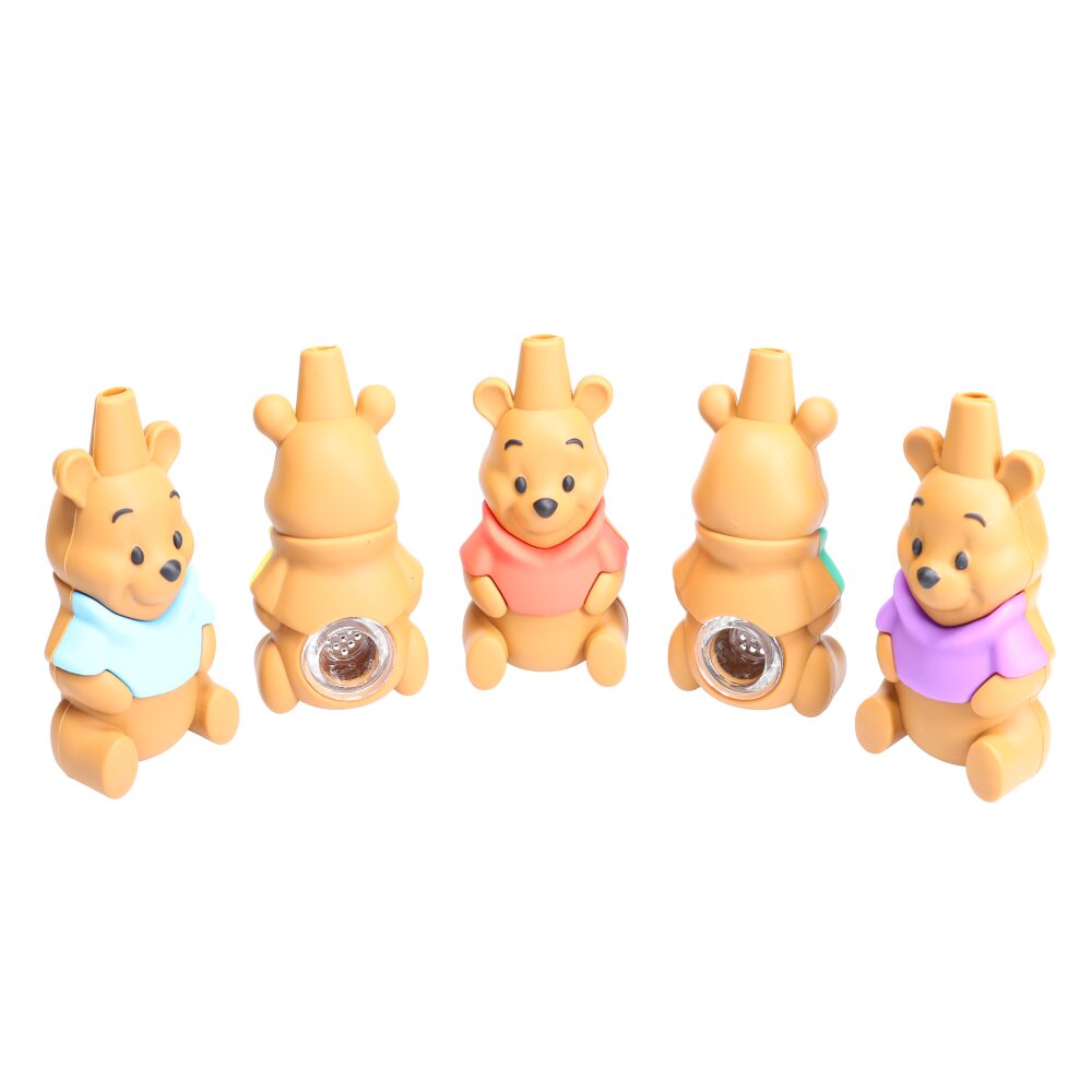 Non branded – Hand Pipe- 5-Pack SHP36 Brown Bear Silicone Hand Pipe – SAS Group Photo