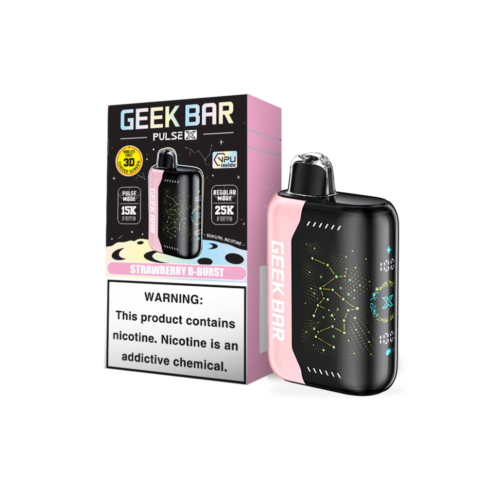 Geek Bar Pulse X Disposable 25000 Puff 18mL 50mg - Strawberry B-Burst with packaging