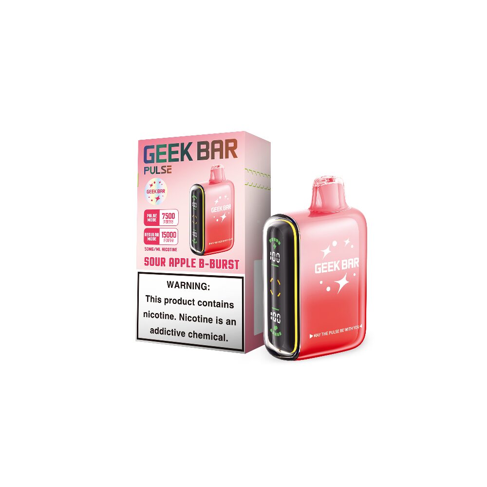 Geek Bar Pulse Disposable | 15000 Puffs | 16mL | 50mg | Sour Apple B-Burst with packaging