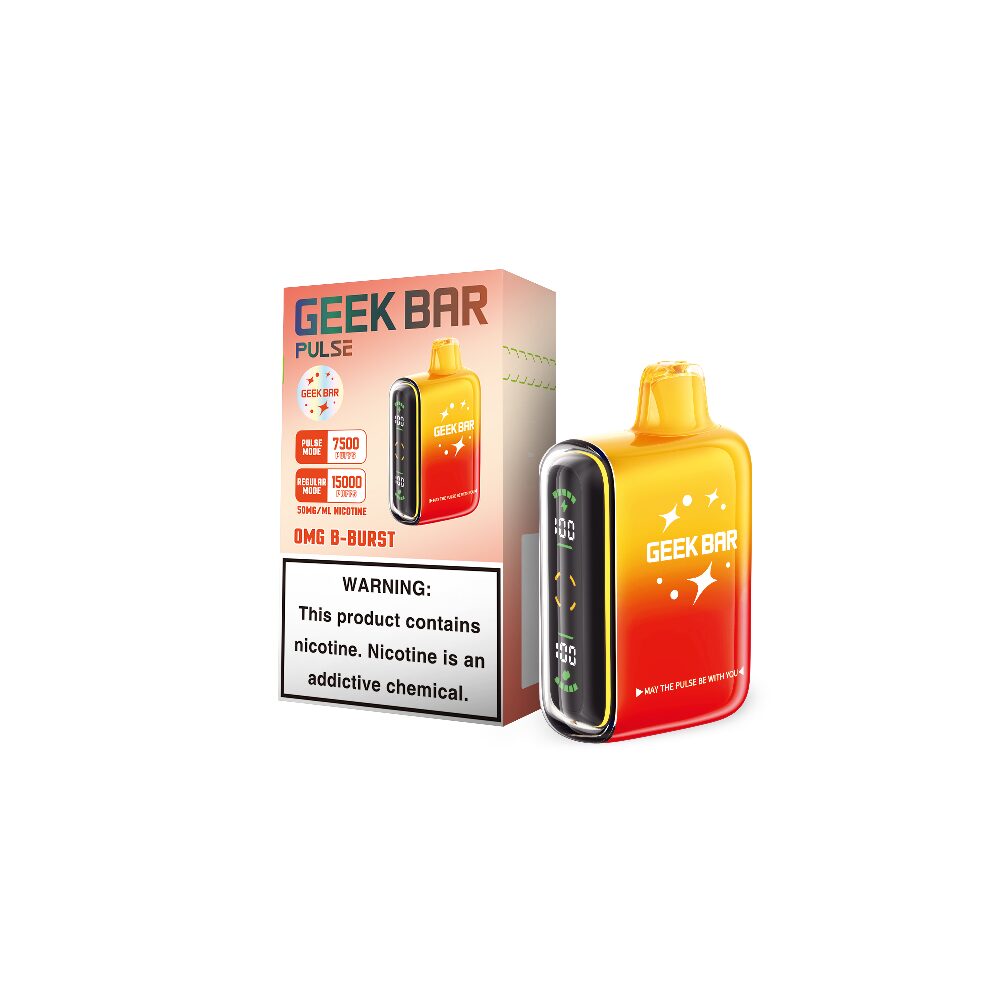 Geek Bar Pulse Disposable | 15000 Puffs | 16mL | 50mg | OMG B-Burst with packaging