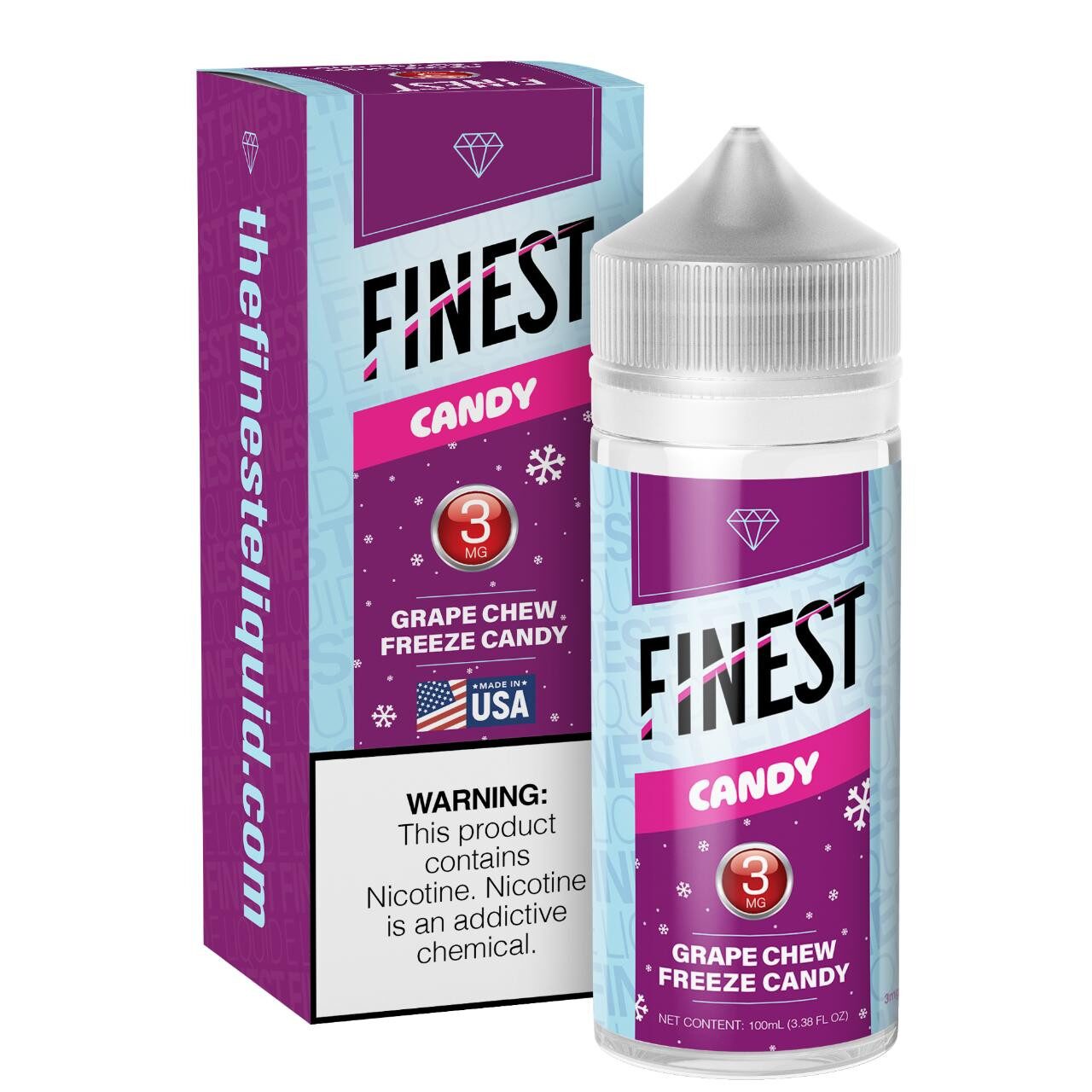 Grape Chew Freeze Candy by Finest E-Liquid 100mL (Freebase) with packaging
