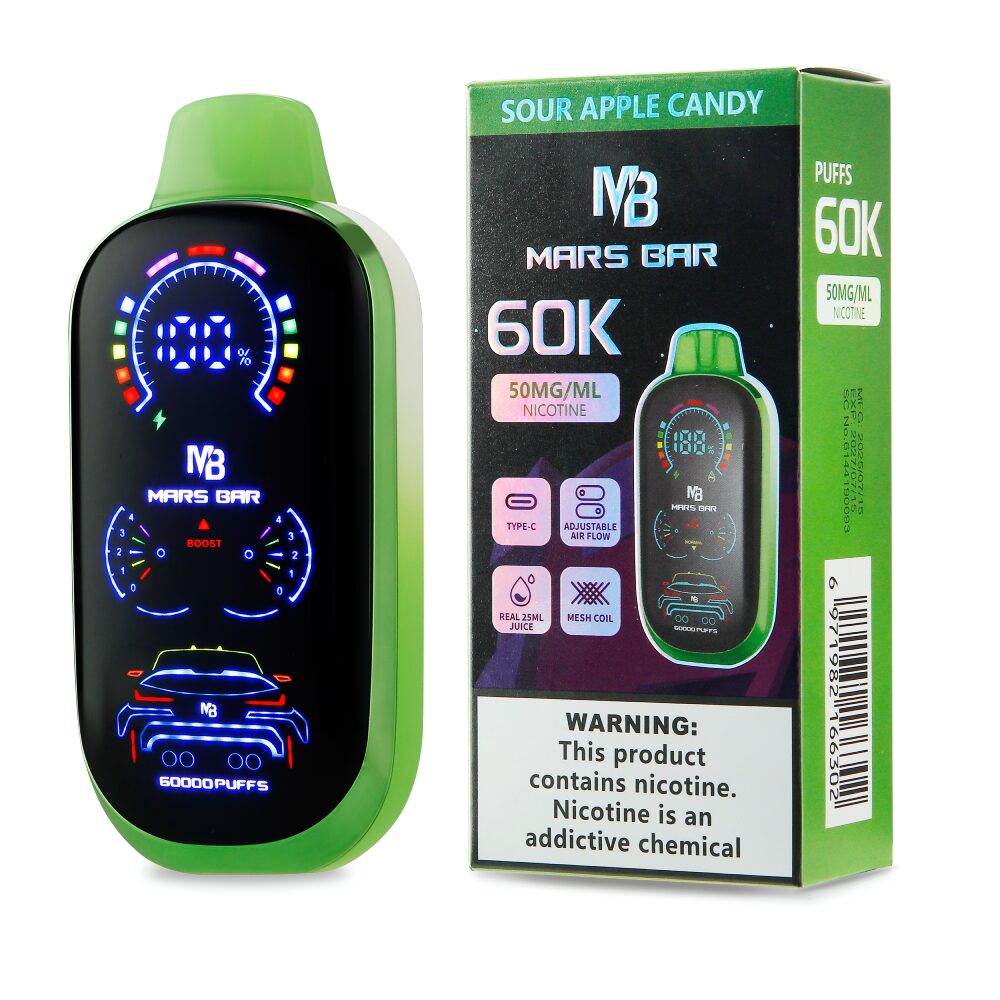 Mars Bar (Dispo)(60000Puff)(25ml)- Group Photo- Sour Apple Candy with packaging